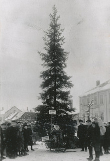 [Det første juletreet på torvet (1921)  fra Trondheim byarkivs flickr-strøm]